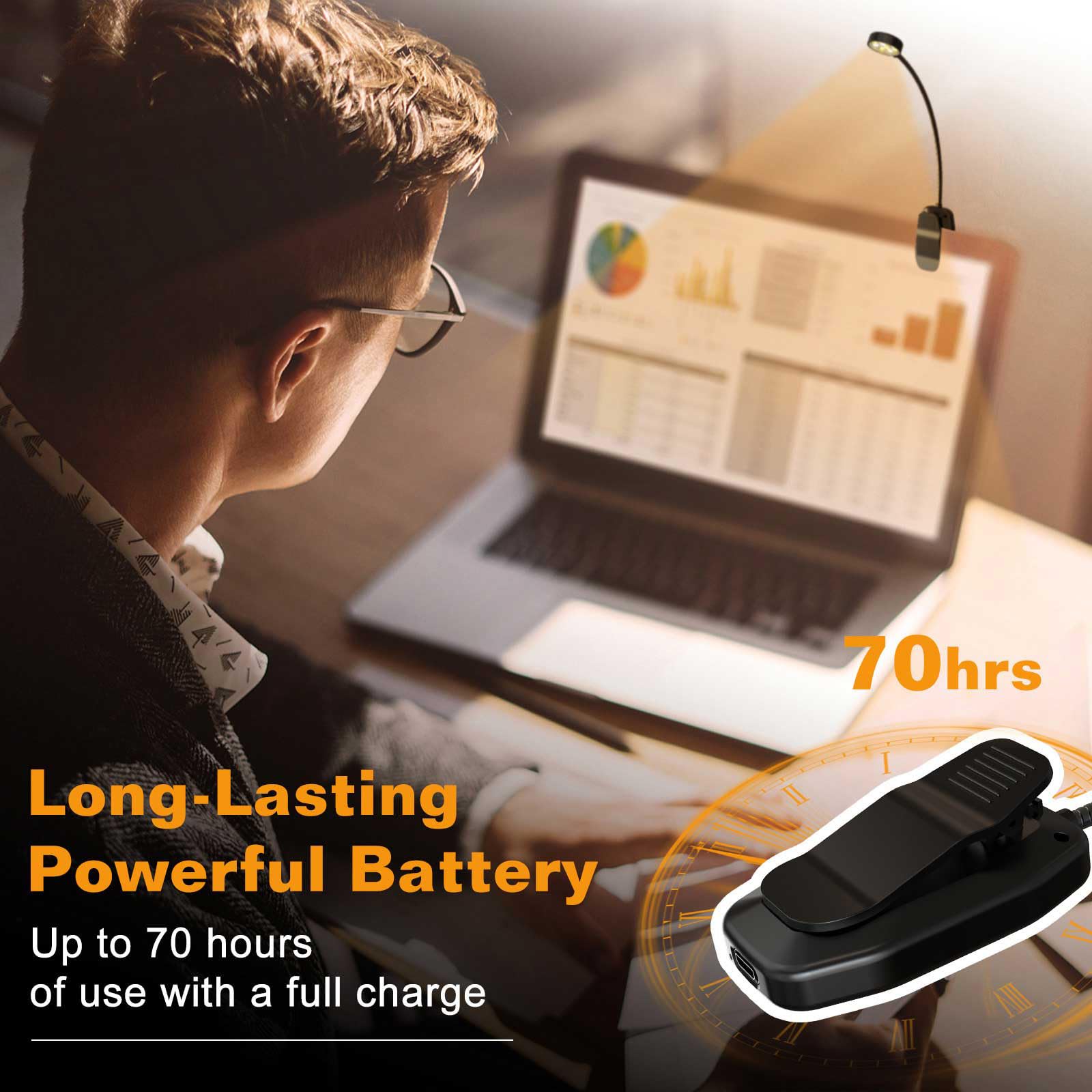 KTEBO Rechargeable Book Reading Light Lamp, LED Book Light for Reading in Bed - Eye Caring Adjustable Brightness 3 Color Temperatures 20+ Hours Runtime, Type-C Book Light Clip on,Christmas Gifts